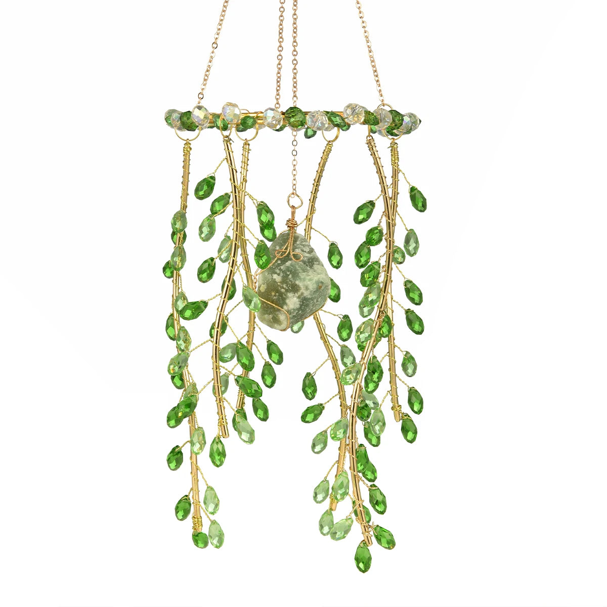 Crystal Willow Suncatcher Wind Chime in Natural Stone Finish