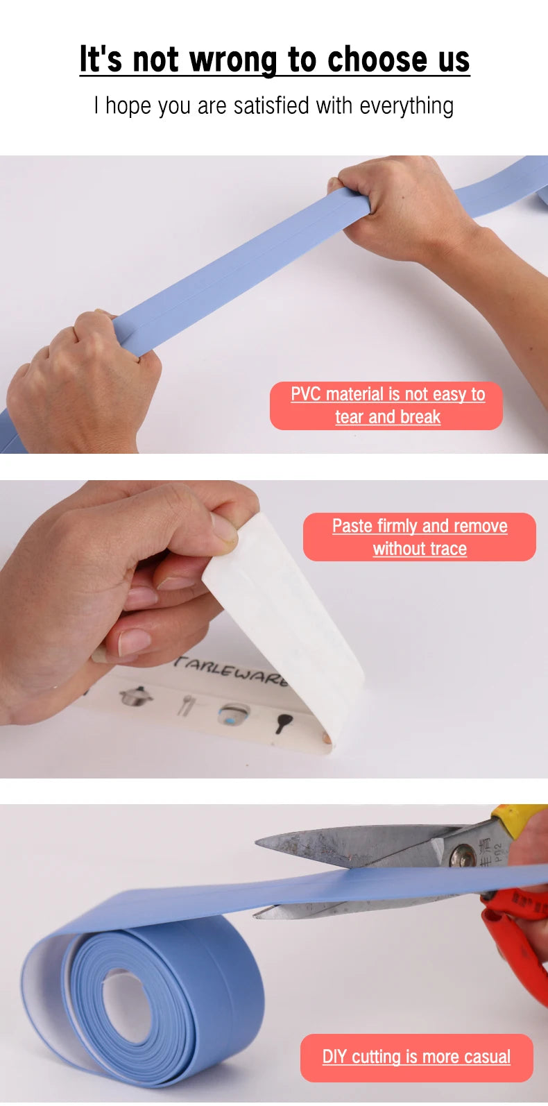 Self-Adhesive Waterproof Sealing Tape for Bathroom & Kitchen Edges
