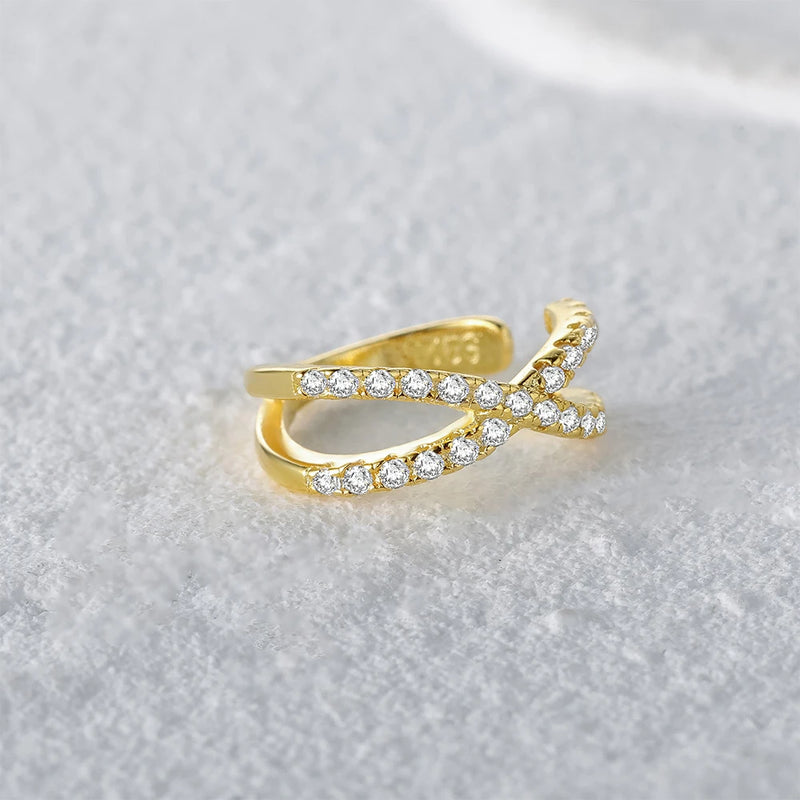 Sterling Silver Cross Ear Cuff with Zircon