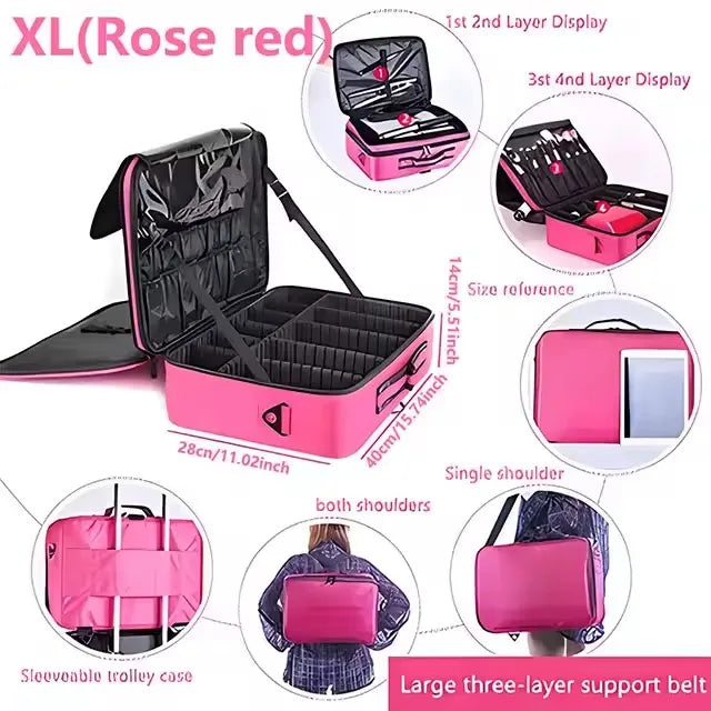 Large Capacity Waterproof Makeup Bag with Zipper Closure