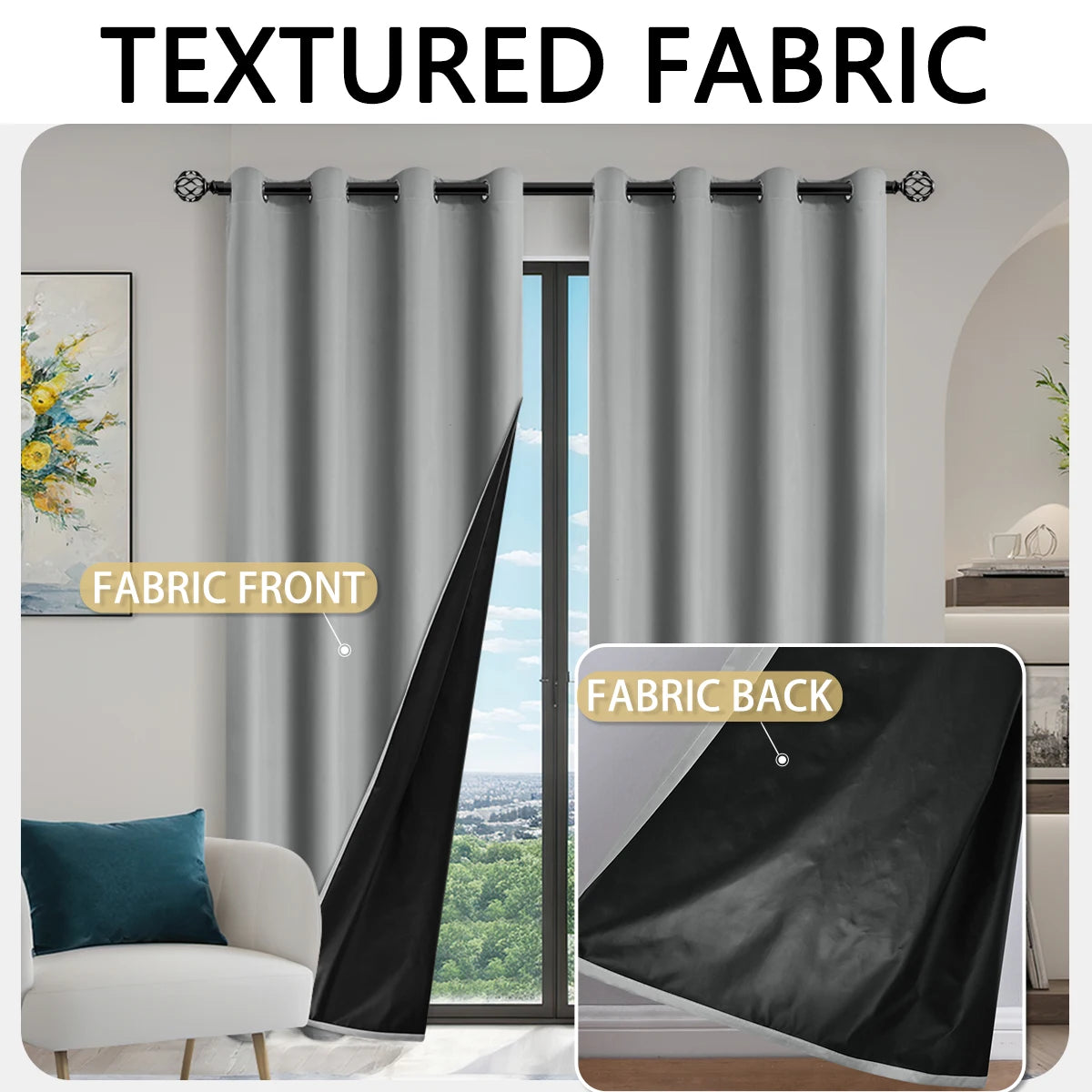 100% Blackout Solid Color Curtains for Bedroom and Living Room