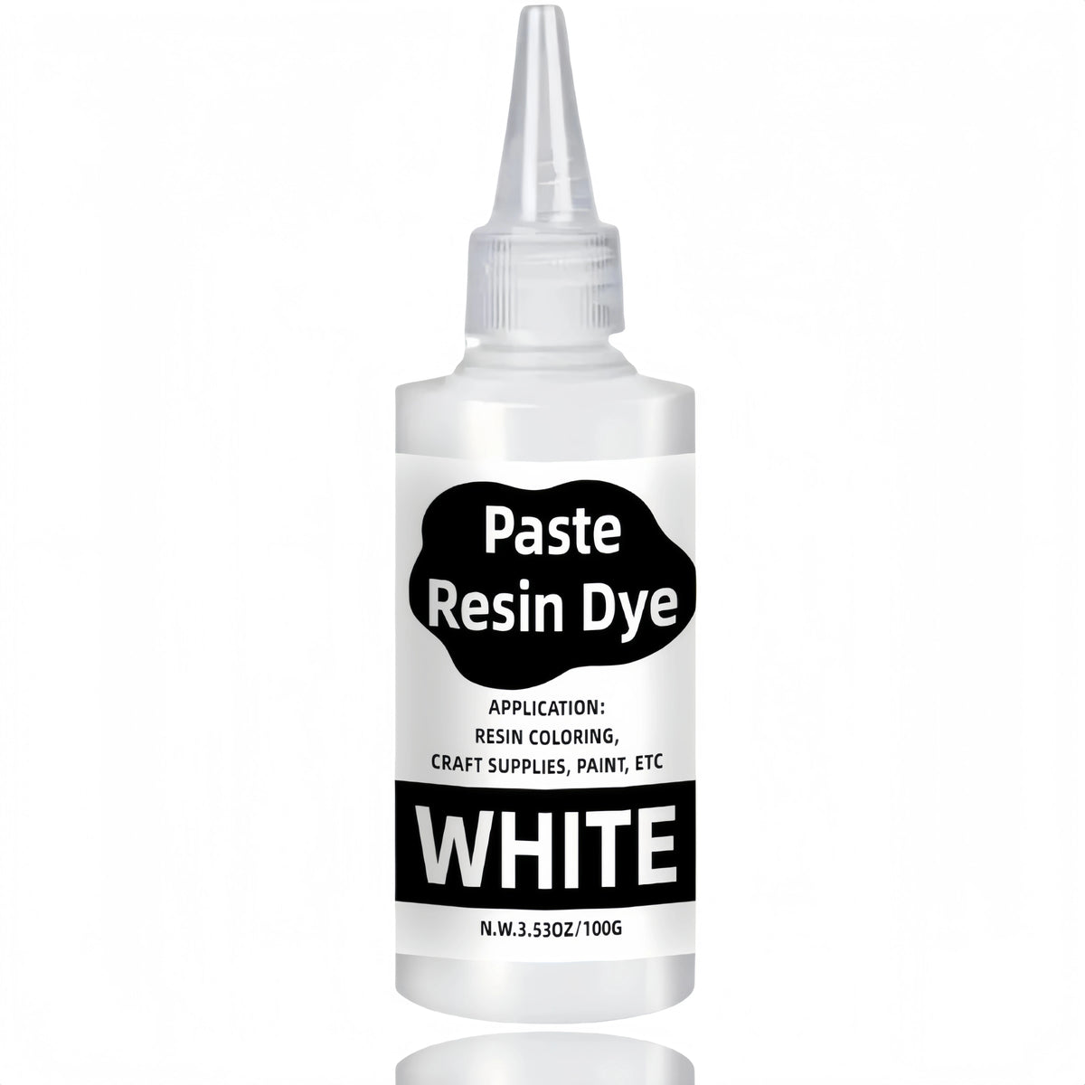 White concentrated epoxy resin dye paste in a dropper bottle.