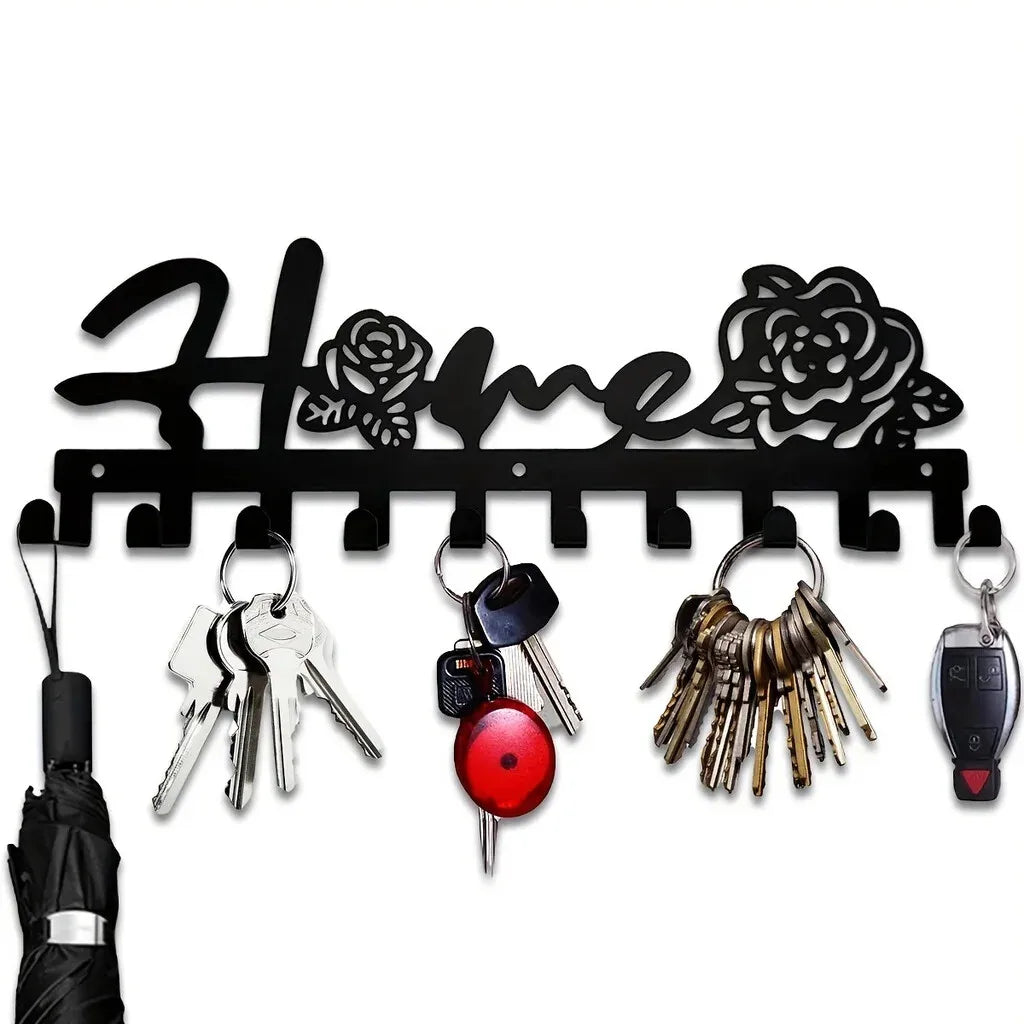 House-Shaped Wall Key Holder with Hooks
