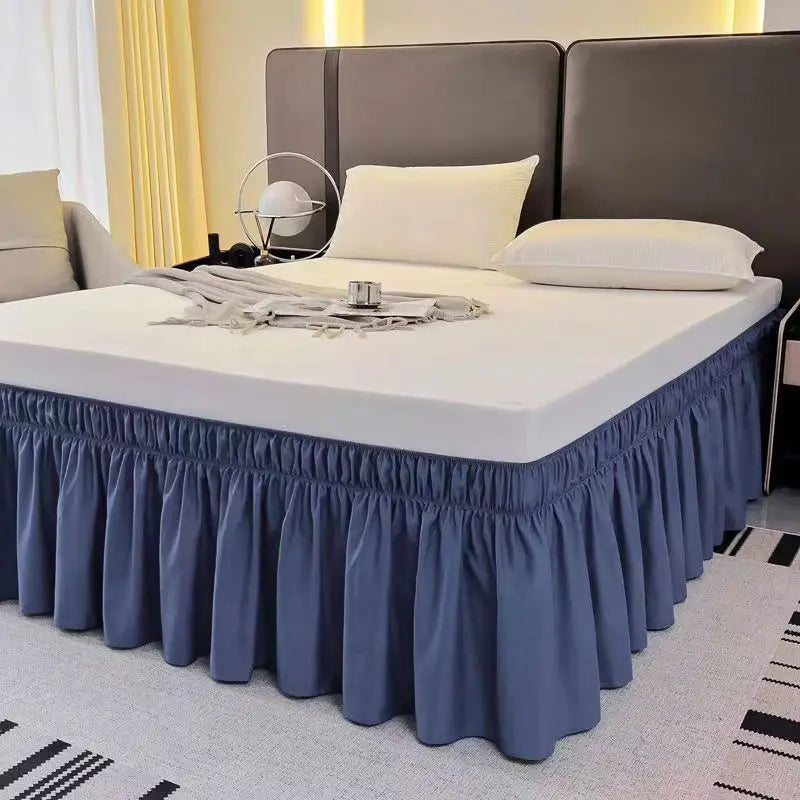 Ruffled Bed Skirt with Elastic Band – No-Lift, Wrinkle-Resistant Design