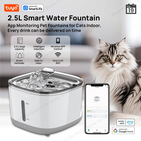 Smart Pet Water Fountain with Stainless Steel Bowl