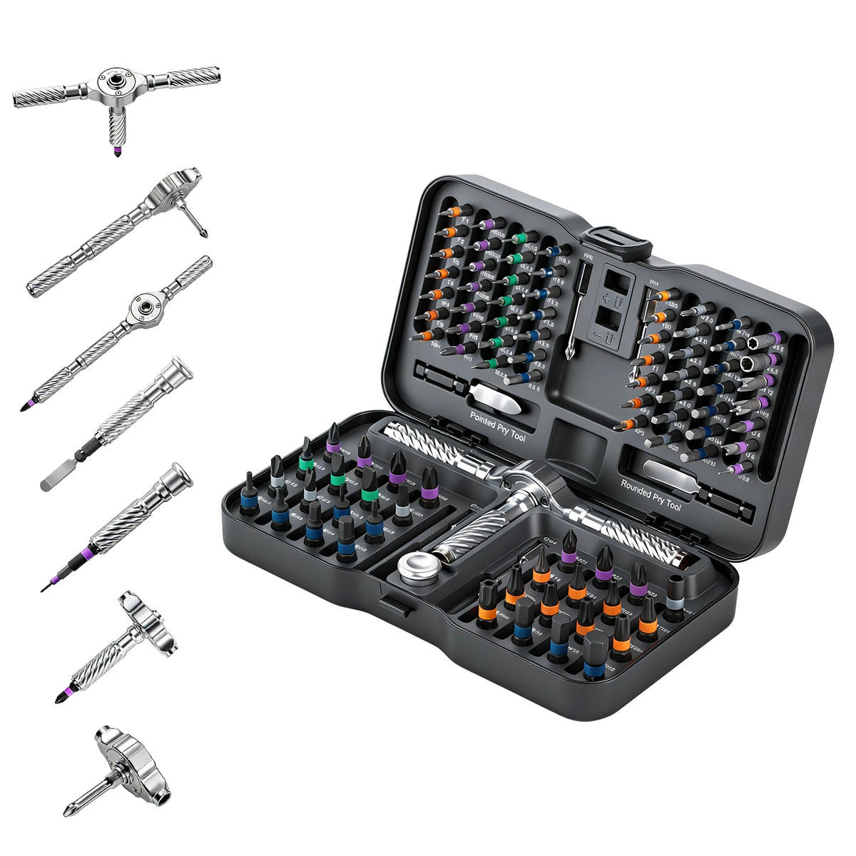 Gearless Ratchet Screwdriver Set with Magnetic S2 Steel Bits