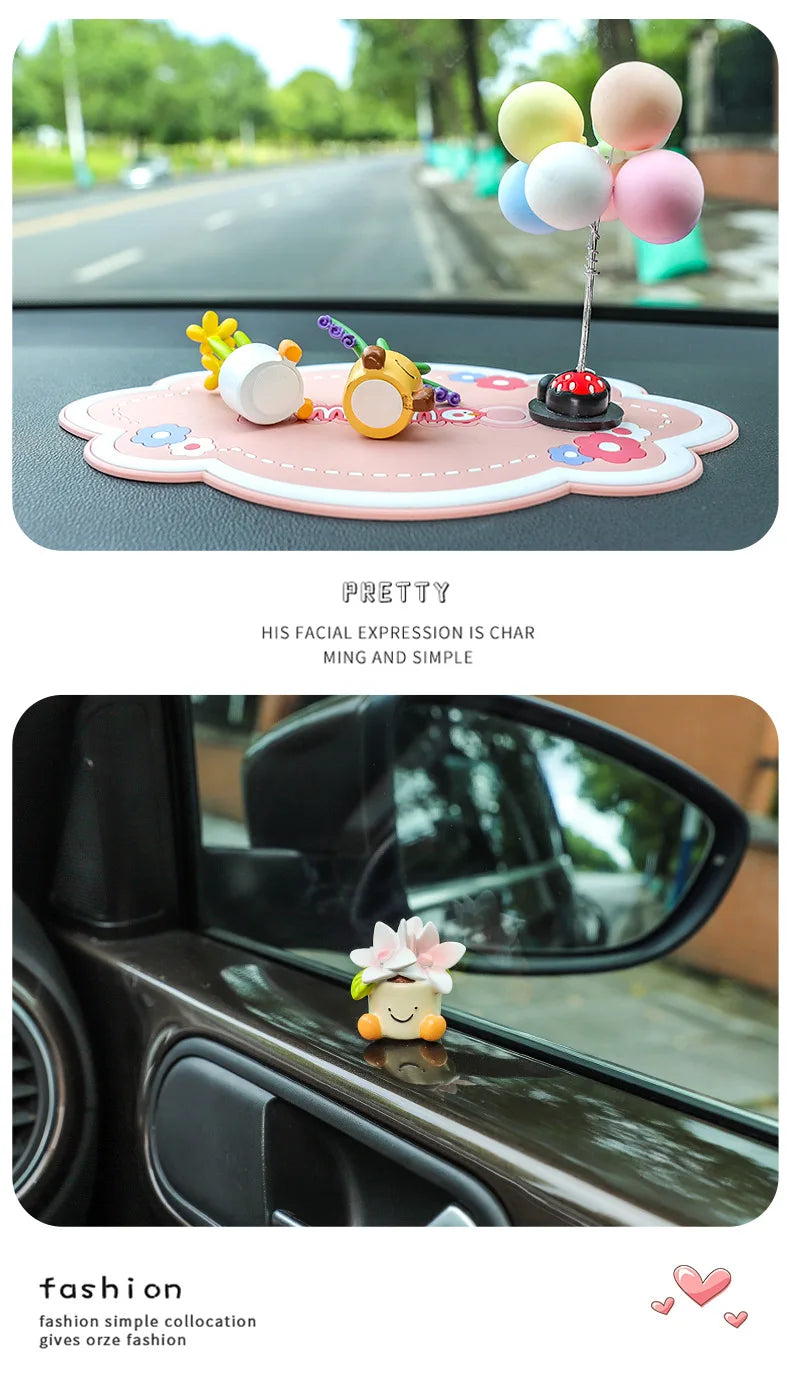 Resin Flower Pot Elf Figurine for Car Interior & Desktop