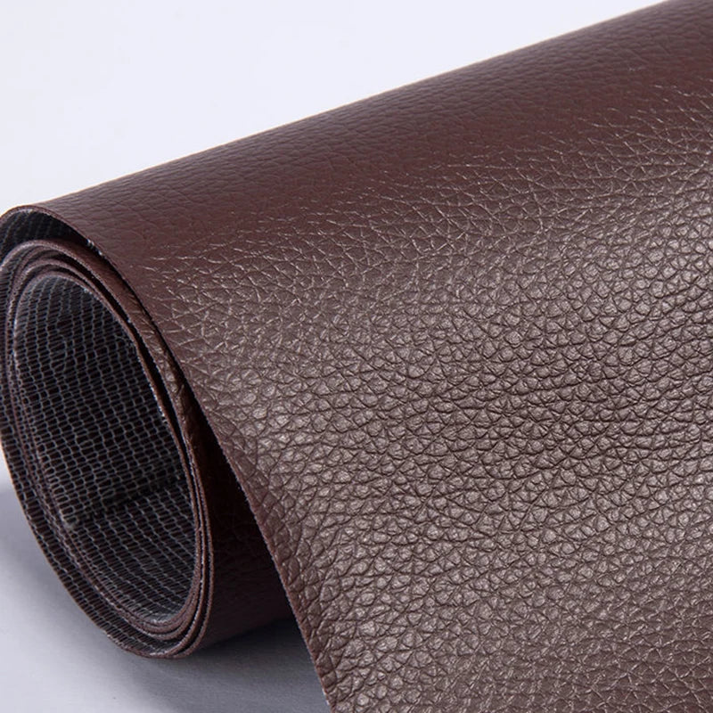 Roll of dark brown PU leather repair patches for crafting and repairs