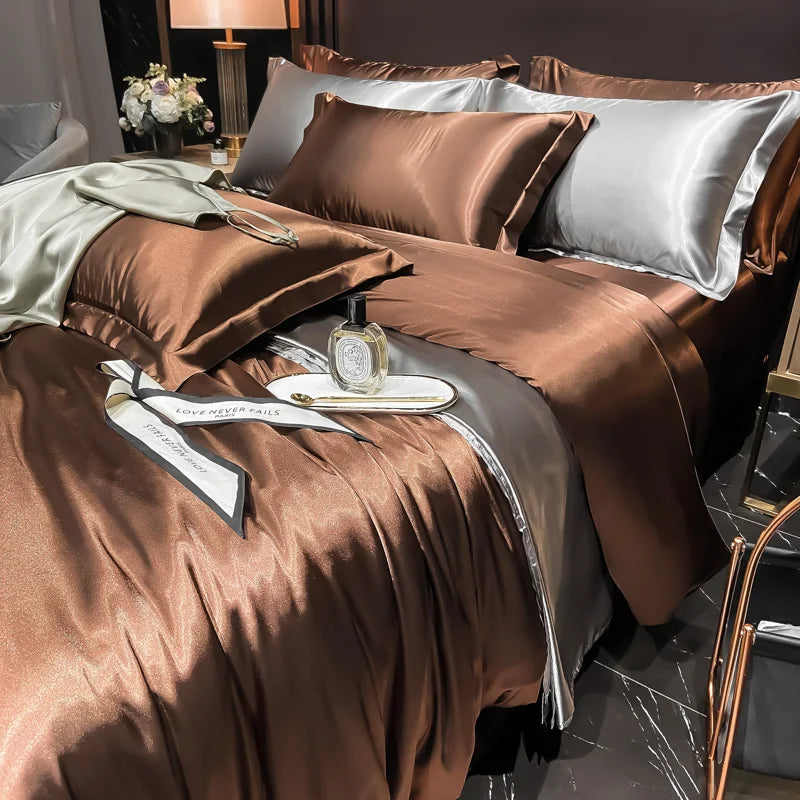 Housse de Couette en Satin de Soie Premium