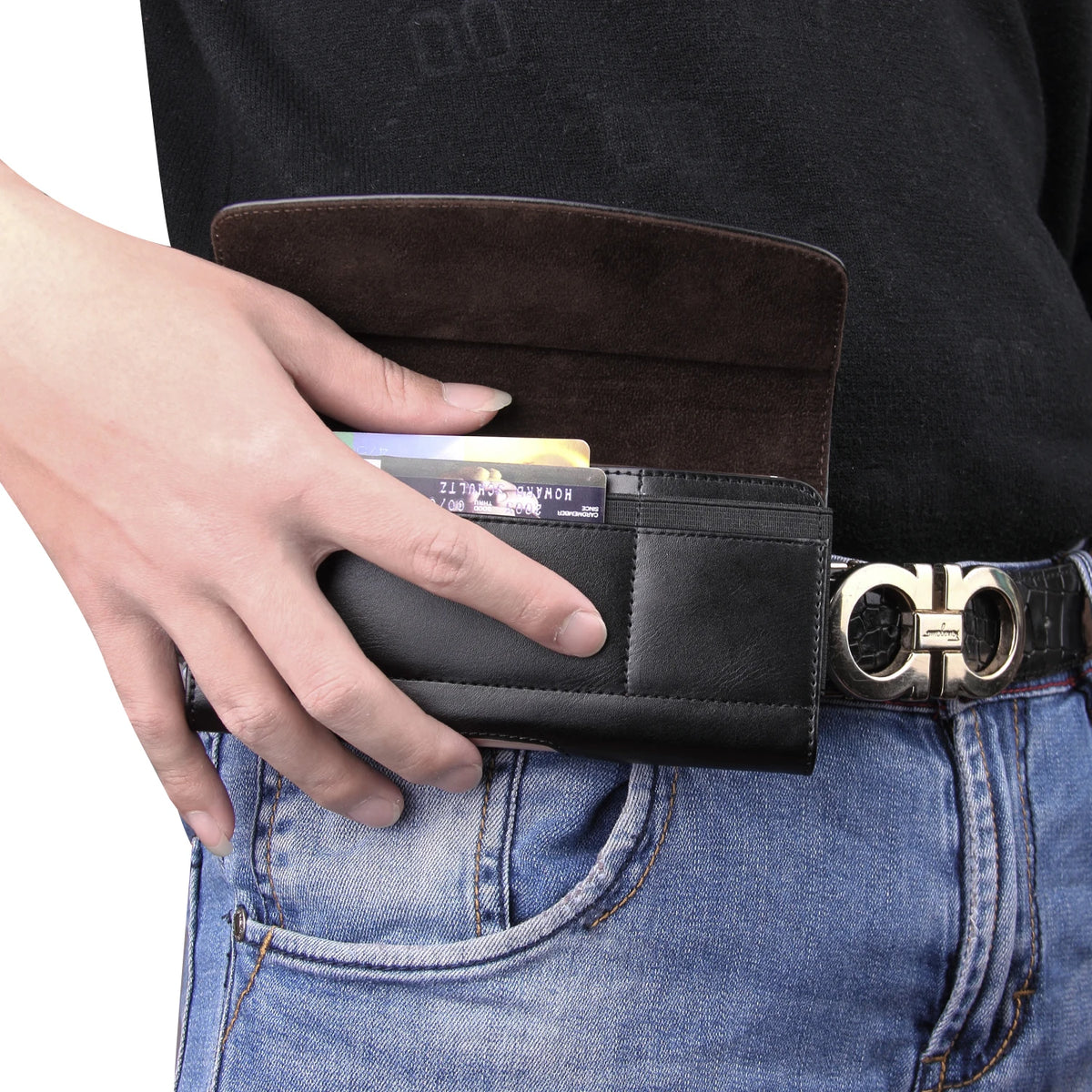 Leather Wallet Phone Case with Belt Clip