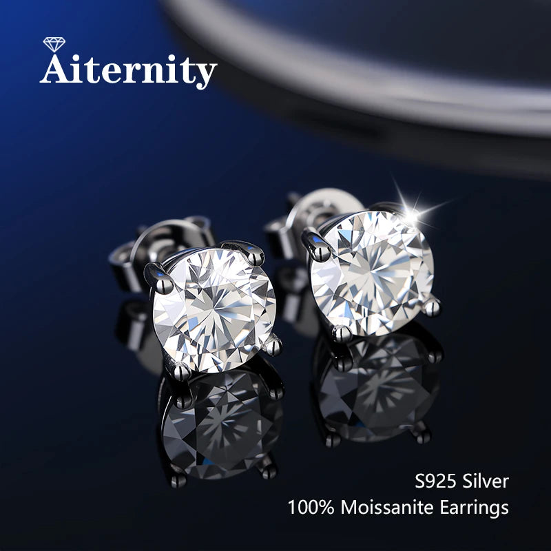 S925 Sterling Silver Moissanite Stud Earrings