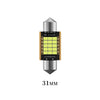 A 31mm Canbus LED festoon bulb with a silver housing and yellow light pattern.