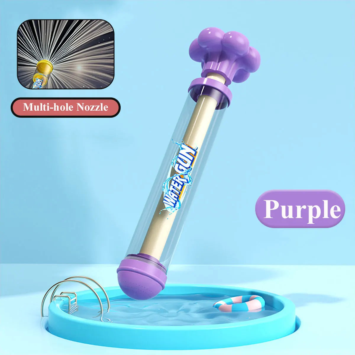 Pusher Type Water Gun with Jet Spray Function