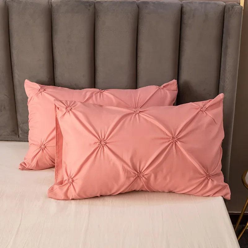 3D Buttoned Pleated Duvet Cover Set with Pillowcases