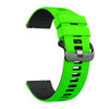 A bright lime green silicone watch band and protective case for a smartwatch.