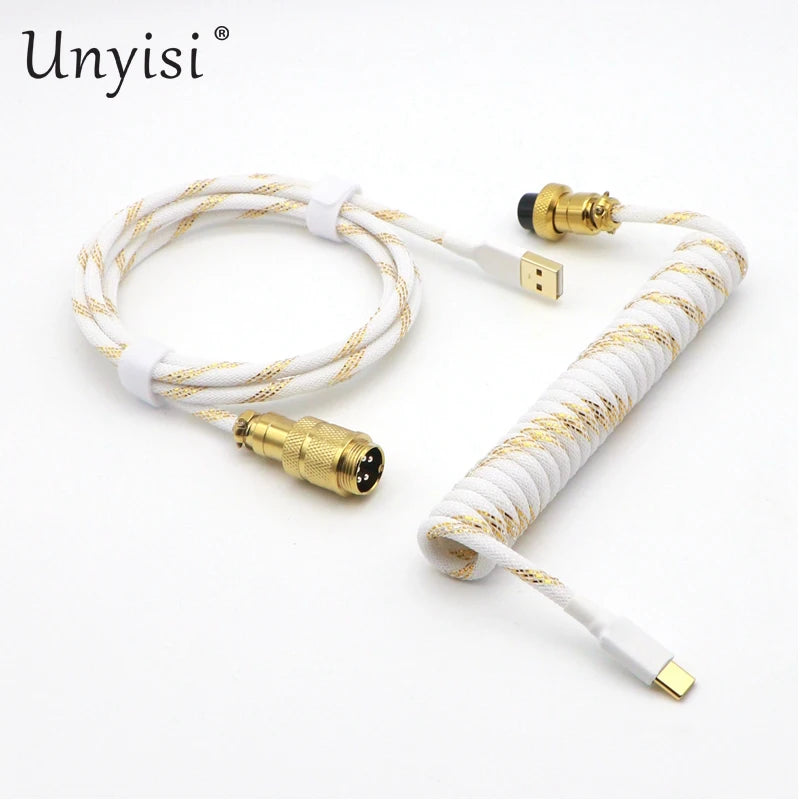 Handcrafted Coiled USB-A to Type-C Cable for Mechanical Keyboards