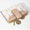 Slim PU Leather Zipper Wallet with Floral Detail