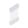 A set of white adjustable baby safety locks for cabinets, drawers, and fridges.