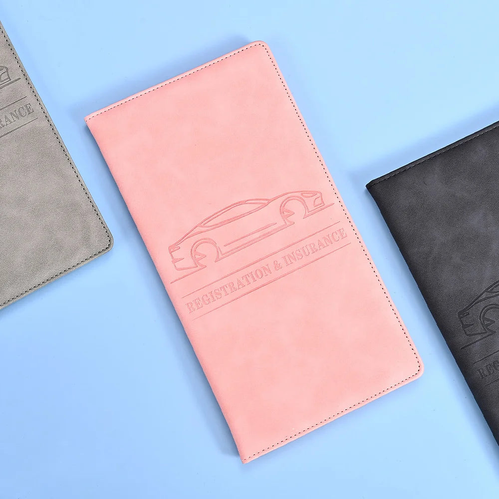 Car Registration & Insurance Card Holder – Leather Document Organizer for Glove Box