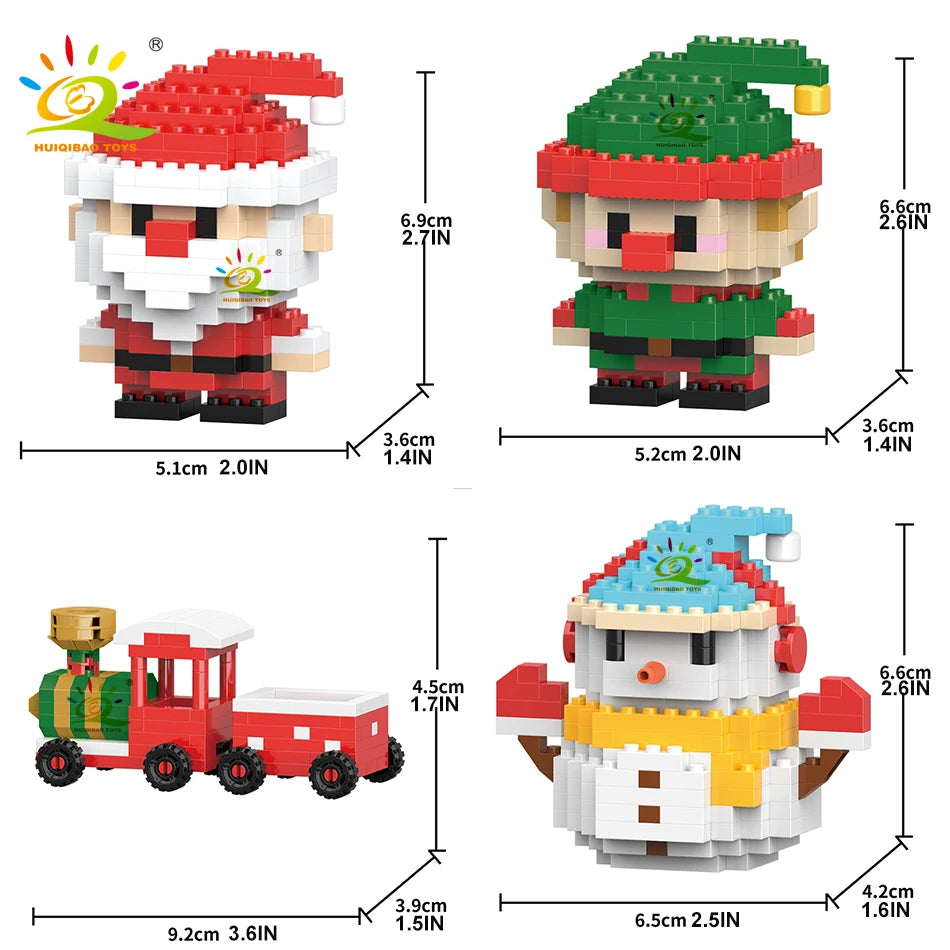 Mini Christmas Tree Building Block Set with Santa, Snowman & Elk