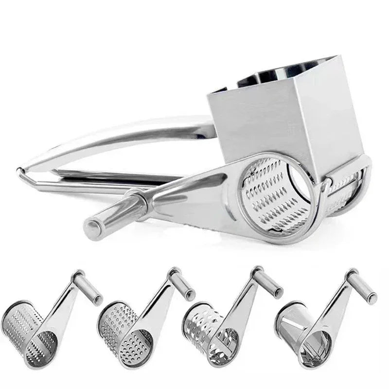 Manual Rotary Cheese Grater with Interchangeable Blades