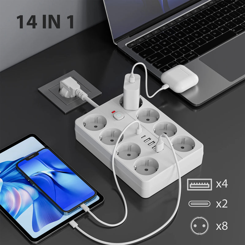 14-in-1 Surge Protection Power Strip with USB-C