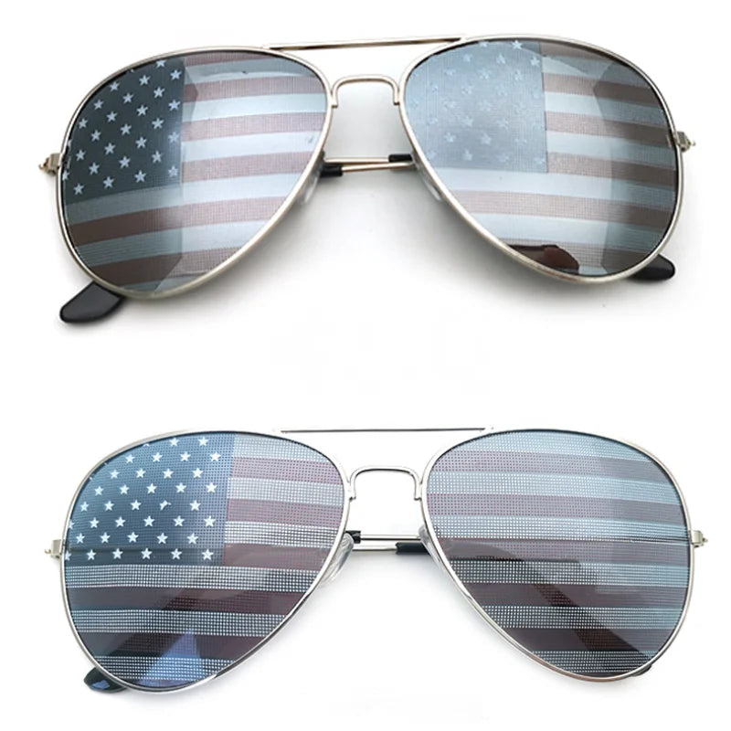 Gafas de sol aviador con bandera estadounidense