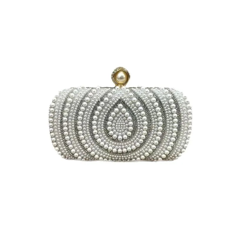 Luxury Pearl And Crystal Evening Clutch Purse