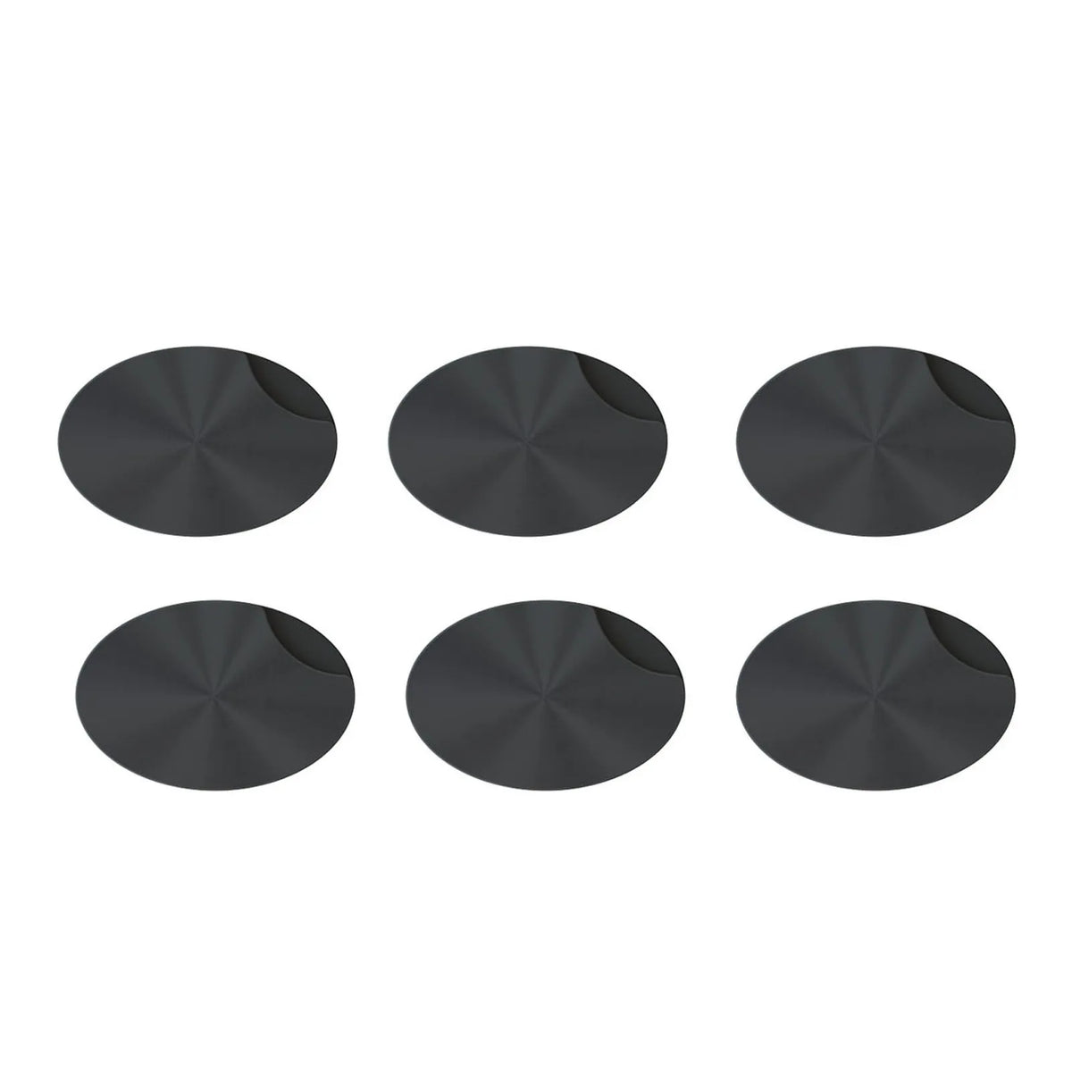 A set of five black reusable camera lens cover stickers for smart glasses