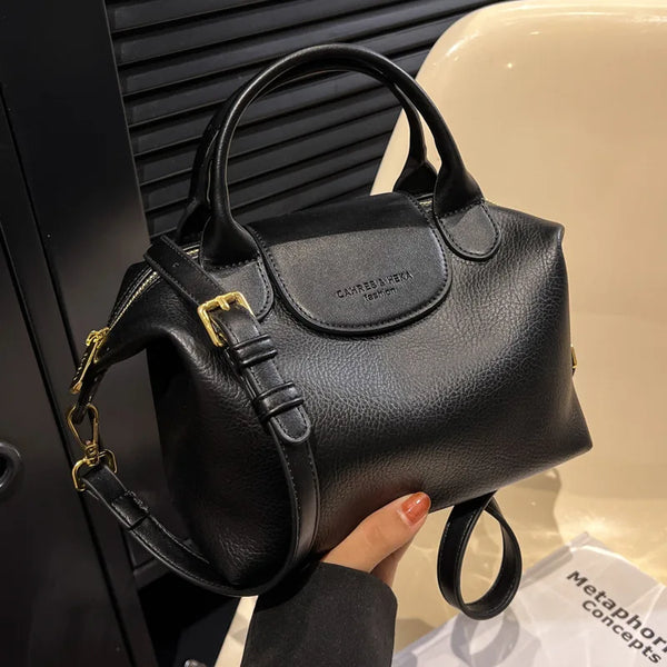 Vintage PU Leather Crossbody Bucket Bag