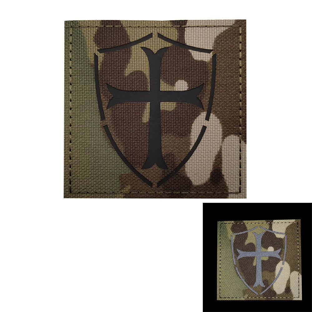 Knights Templar Cross Patch with Hook and Loop Backing