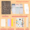 Paket mit Leopardenmuster A6 Budget-Notizbüchern, inklusive Ring und Aufkleber.
