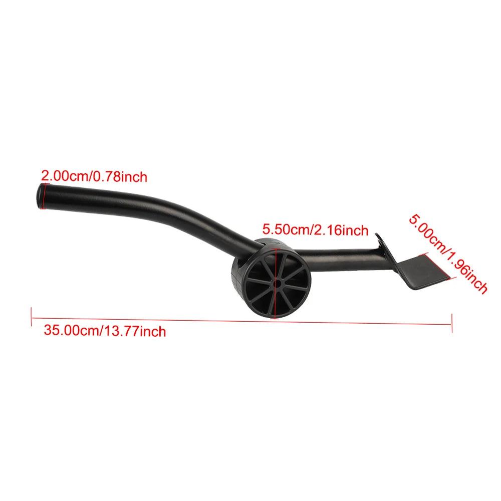 Black adjustable appliance roller stand with brakes featuring a 35.00cm length and 5.50cm width.