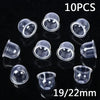 A set of 10 clear plastic primer bulbs for carburetor cleaning on chainsaws and trimmers, measuring 19/22mm.
