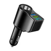 A black 4-in-1 car charger with a digital display showing 12.5, featuring USB-C PD fast charging ports.