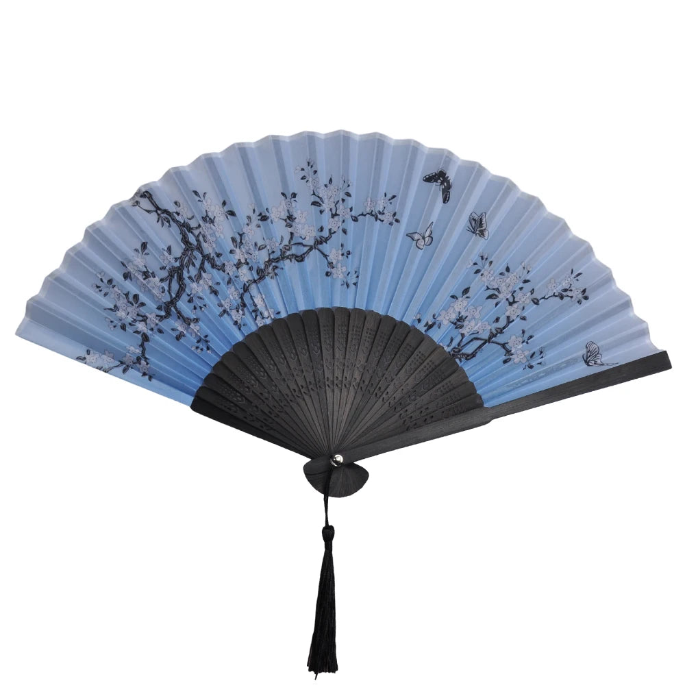 Traditional Folding Hand Fan with Bamboo Frame