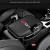 Black car armrest box mat with a storage pocket for organizing items in a vehicle