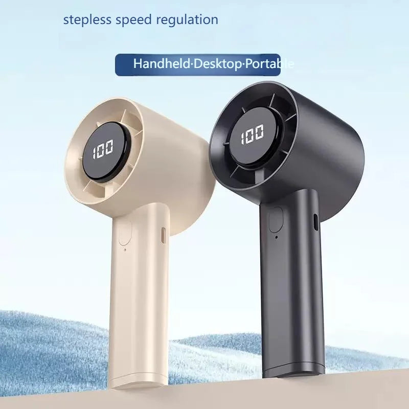 Portable Mini Handheld Fan with LED Display and Semiconductor Cooling