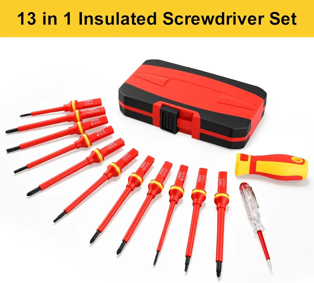 Insulated 1000V Magnetic Screwdriver Set for Electricians