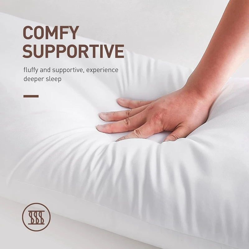 A hand rests on a white cushion, demonstrating the comfy supportive feeling of the breathable square cushion core.