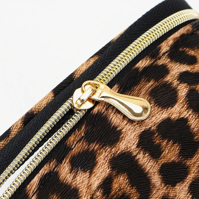 Leopard Print Transparent Makeup Bag with Waterproof Zipper
