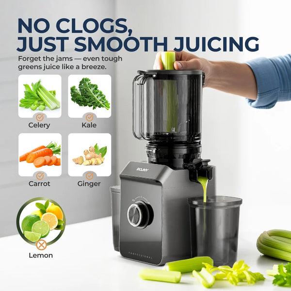 Slow Juicer with Large Feed Chute and Auto Pulp Ejection