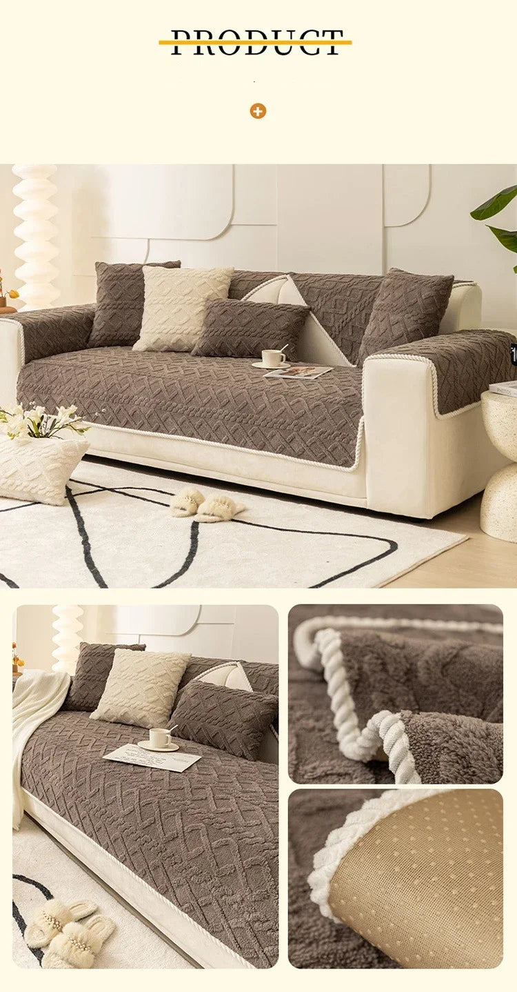 Plush Non-Slip Sofa Cover with Quilted Cotton