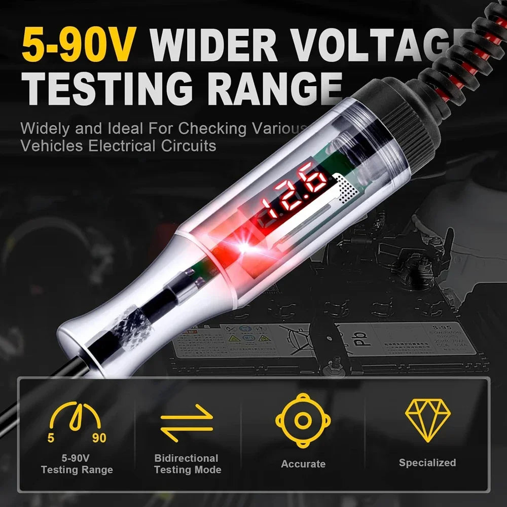 Automotive Digital Circuit Tester 6V-72V with LED Polarity Detection