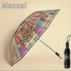 Stained Glass Arch Umbrella with Wind-Resistant Frame