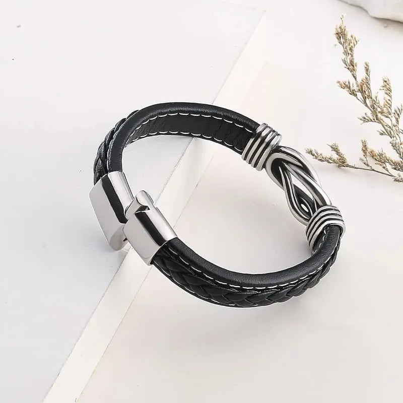 Infinity Knot Leather Bracelet for Men