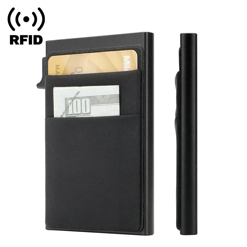 Slim RFID Blocking Metal Cardholder with Pop-Up Mechanism