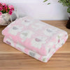 Pink and white flannel pet blanket with cartoon elephant designs for dogs and cats