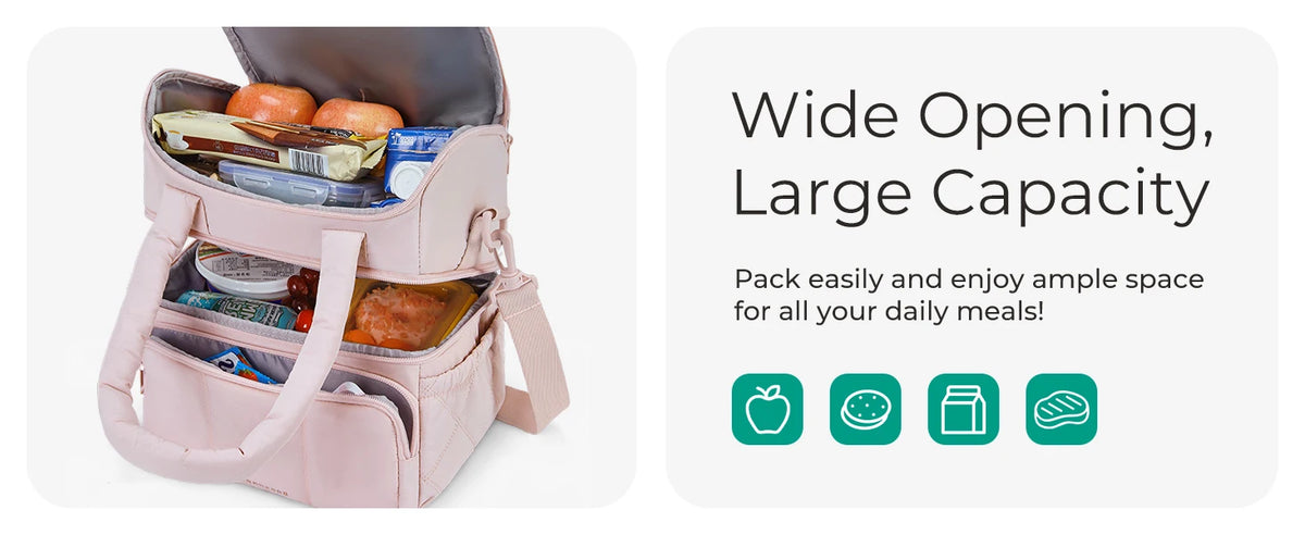 Insulated Double-Deck Lunch Bag with Leakproof Lining