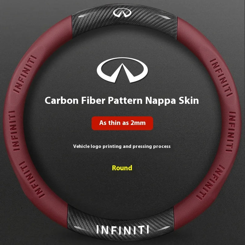 Carbon Fiber Leather Steering Wheel Cover for Infiniti Models
